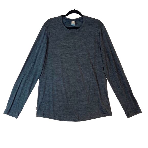 Icebreaker Merino Wool Cool Lite Long Sleeve Shirt Mens XL Gray Base Layer - Picture 1 of 7